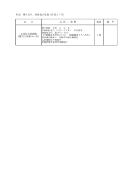 別記 購入品目、規格及び数量（信第27号） 交通信号制御機 （警交仕規