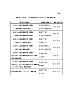 （別紙1） 「次世代火山研究・人材育成総合プロジェクト」採択課題一覧