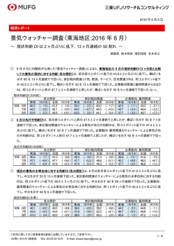 景気ウォッチャー調査（東海地区:2016 年 8 月）