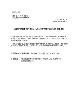 台風 10 号の影響により通信サービスが利用できない状況