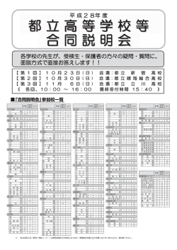 平成28年度都立高等学校等合同説明会リーフレット