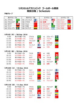 リオ2016パラリンピック ゴールボール競技 競技日程 / Schedule