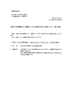 台風 10 号の影響により通信サービスが利用できない状況