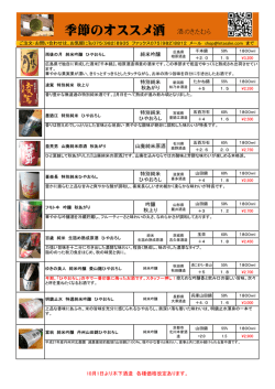 季節のオススメ酒 酒のきたむら