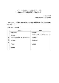 （看護学研究科：博士前期課程）の変更について【予告】（PDF）