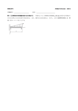 材料力学Ⅰ 片持はりのたわみ HW14 学籍番号： 氏名： 問 1［三角形状