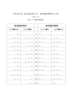 編入学試験A日程 バス時刻表9月13日(火）京王