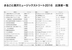 まるごと湯沢ミュージックストリート2016 出演者一覧