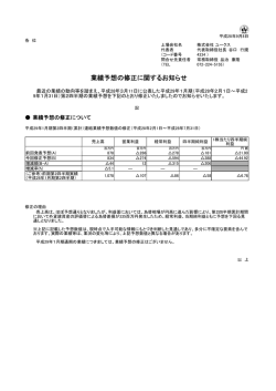 業績予想の修正に関するお知らせ
