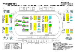 ※テントの配置図です。学団ごとに幅を決めています。下のテントの基準