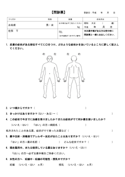 お名前 男・女 kg 平成 年 月 日 住所 TEL 1. 皮膚の症状がある部位