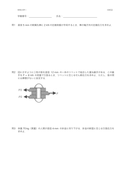 学籍番号： 氏名： 問1 直径 5 mm の軟鋼丸棒に 2 kN の圧縮荷重が作用