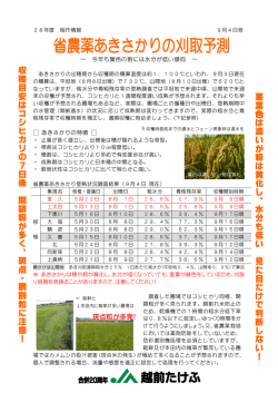 あきさかり刈取情報