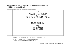 Starting at 10:00 女子シングルス Final 糟屋 友里 [3] vs. 吉田 百花