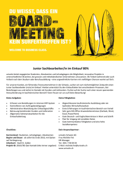 Junior Sachbearbeiter/in im Einkauf 80%