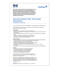 Technical Adviser Door Technology Switzerland