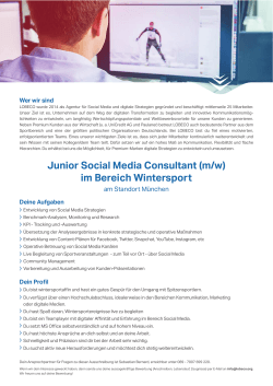 Junior Social Media Consultant (m/w) im Bereich Wintersport