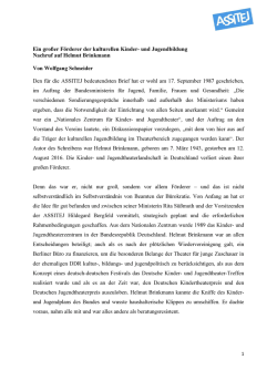 Ein gro&szlig;er F&ouml;rderer der kulturellen Kinder- und