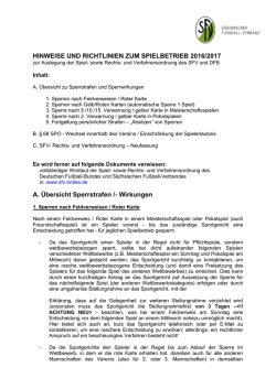 HINWEISE UND RICHTLINIEN ZUM SPIELBETRIEB 2016/2017 A
