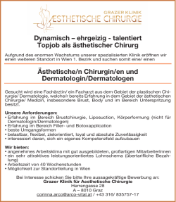 Dynamisch &ndash; ehrgeizig - talentiert Topjob als &auml;sthetischer Chirurg