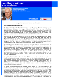 Landtag - aktuell - CDU Ortsverband Hanstedt