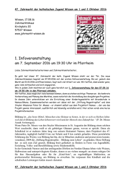 Infoschreiben mit Einladung, Terminen, etc