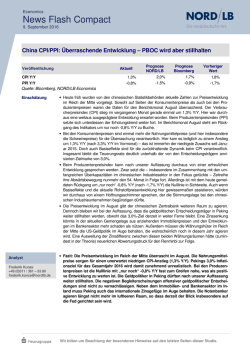 News Flash 09.09.2016: China CPI/PPI - Überraschende