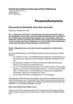 Ehrenamtliche Wahlhelfer beim GUV versichert