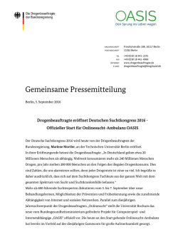 Drogenbeauftragte er&ouml;ffnet Deutschen Suchtkongress 2016