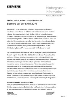 Hintergrundinformation: Siemens auf der SMM 2016