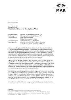 handWERK Tradiertes K&ouml;nnen in der digitalen Welt