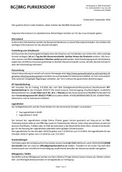 Info zu Schulbeginn f&uuml;&circ;r alle Klassen