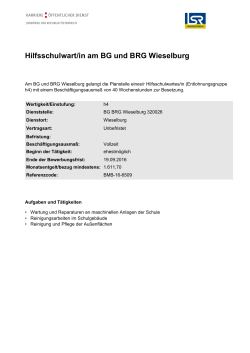 Hilfsschulwart/in am BG und BRG Wieselburg