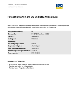 Hilfsschulwart/in am BG und BRG Wieselburg