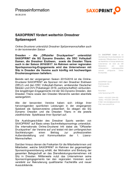 Druckerei: Saxoprint verl&auml;ngert regionale Sponsorships