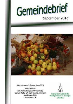 Gemeindebrief September 2016 - Kirchgemeinde St. Georgen