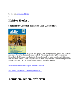Hei&szlig;er Herbst Kommen, sehen, erfahren