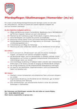 Pferdepfleger/Stallmanager/Homerider (m/w)