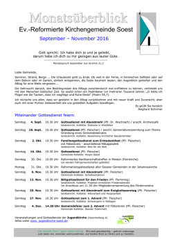 Monatsüberblick - Evangelisch-Reformierte Kirchengemeinde Soest