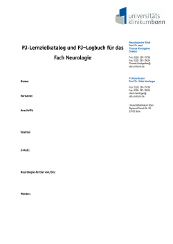 PJ-Lernzielkatalog und PJ–Logbuch für das Fach Neurologie