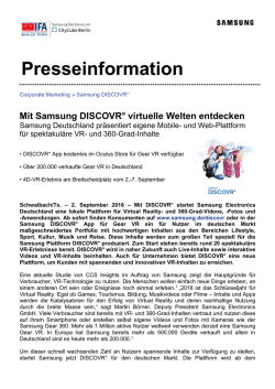 Mit Samsung DISCOVR° virtuelle Welten entdecken