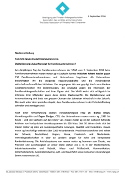 Medienmitteilung vom 5.9.2016 zum Tag des