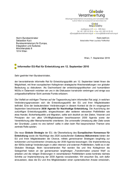 Informeller EU-Rat f&uuml;r Entwicklung am 12. September 2016