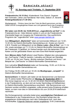 Infoblatt Gemeinde aktuell - Evangelische Kirchengemeinde Letmathe