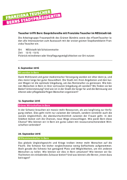 Teuscher trifft Bern: Gesprächsreihe mit Franziska Teuscher