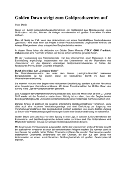 Golden Dawn steigt zum Goldproduzenten auf - IRW