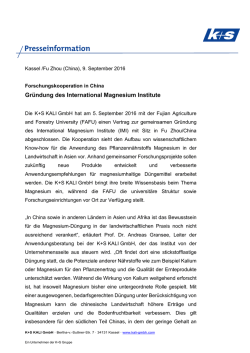 Gr&uuml;ndung des International Magnesium Institute