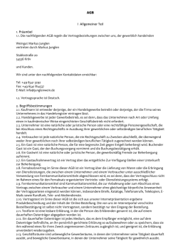 AGB I Allgemeiner Teil 1. Präambel 1.1. Die