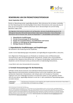 Informationen Bewerberung Promotionsstipendium Stand Sep. 2016