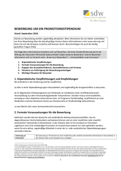 Informationen Bewerberung Promotionsstipendium Stand Sep. 2016